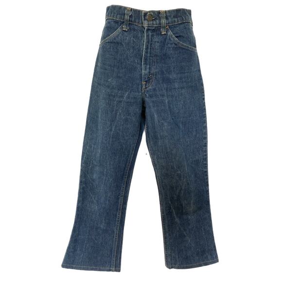 Vintage 70s Levis 646 Dark Wash High Rise Flare Crop Women's Petite 27X25 - Picture 1 of 11